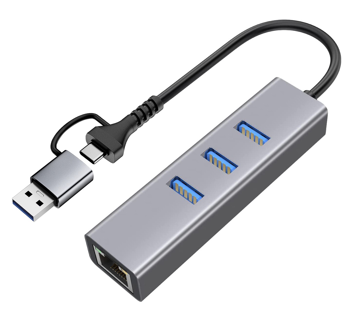 2in1 Aluminum USB 3.0 Hub  with Ethernet adapter