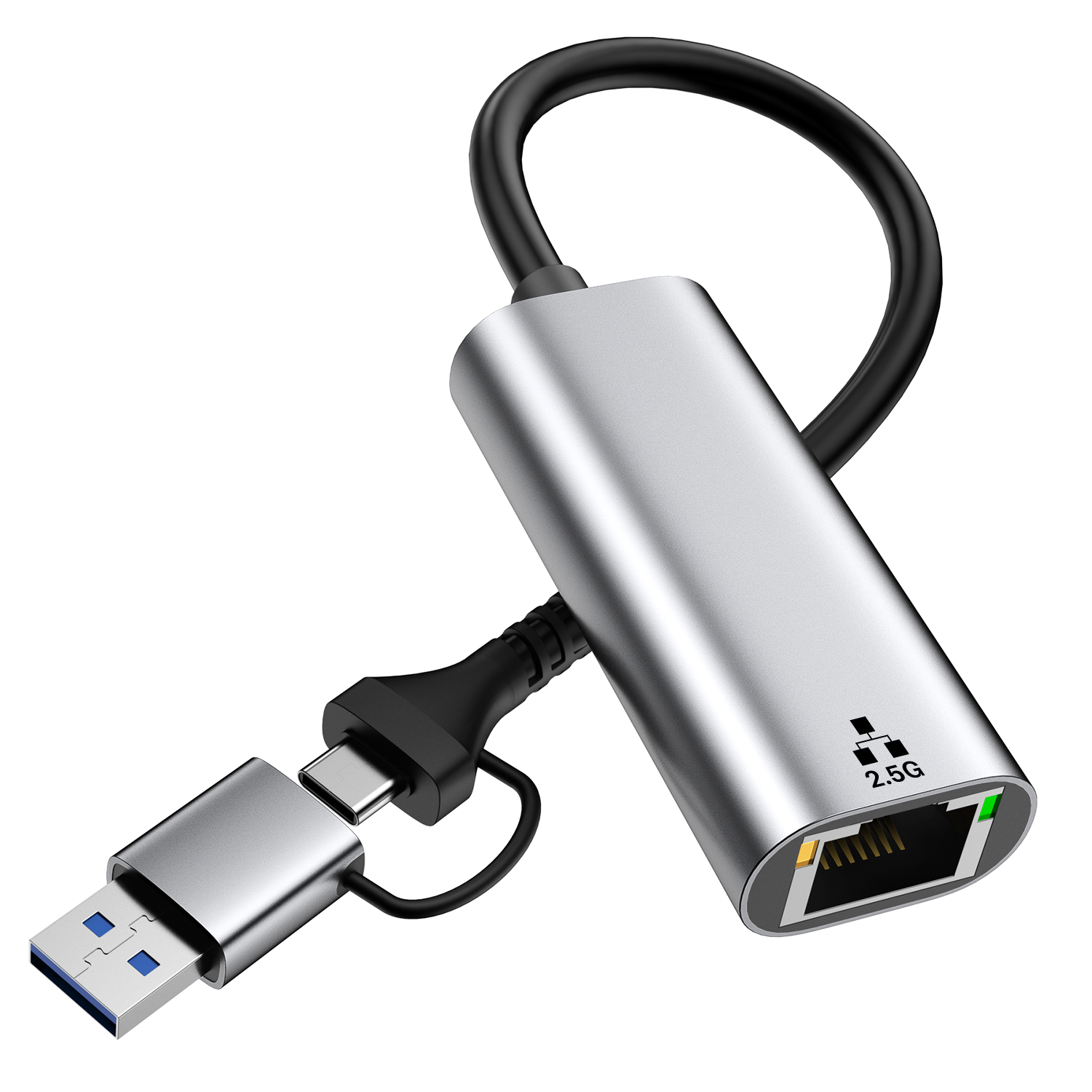 2in1 USB 3.0 TO 2.5G Ethernet Adapter